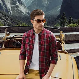 The Roadster Lifestyle Co Men Navy Blue & Maroon Regular Fit Checked Sustainable Casual Shirt-picture-32