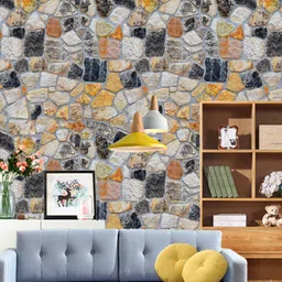 Jaamso Royals Olive Green & Yellow Self Adhesive Removable Wallpaper-image-35