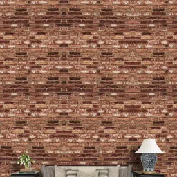 Jaamso Royals Brown & Beige Shelf Liner Brick Self Adhesive Removable Wallpaper-image-72