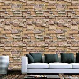 Jaamso Royals Brown Brick Stone Self Adhesive Removable Wallpaper-image-80