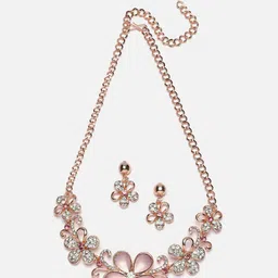 Kennice Rose-Gold Plated American Diamond Studded Jewellery Set-picture-23