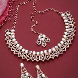 Sukkhi Rose-Gold Plated Stones Studded Choker Necklace Jewellery Set-picture-15