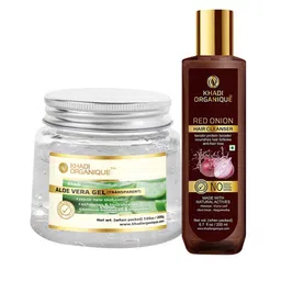 Khadi Organique Pack Of 2  Aloe Vera Gel & Red Onion Hair Shampoo 400 Gm-image-20