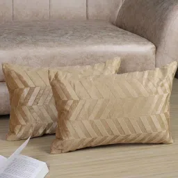 mfd home furnishing Brown Velvet Striped 18x12 inches Cushion Covers (Pack of 2) image 1