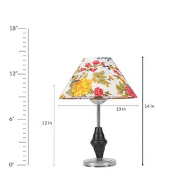 White Fabric Shade Table Lamp With Silver Base By Foziq image 4