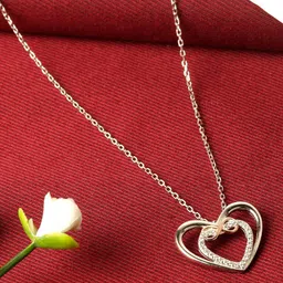 GIVA 925 Sterling Silver-Toned Rhodium-Plated White AAA+ Zircon-Studded Pendant With Chain image 1
