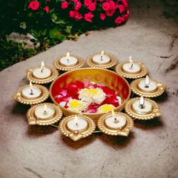 DULI Brown Textured Metal Diyas-image-52