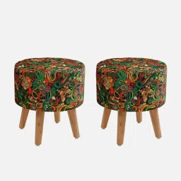 riance creations Blueleaf-Print Seating Stool In Multi Color image 3