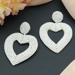 Jazz and Sizzle White Heart Shaped Drop Earrings-picture-4