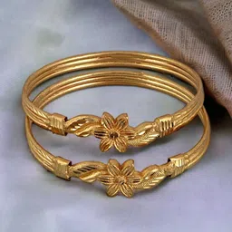 LUCKY JEWELLERY Set Of 2 Gold Plated Bangles-picture-32
