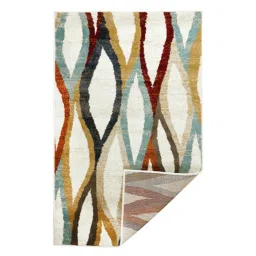 sapana carpet-mats Cream Geometric Polypropylene 4 ft X 6 ft Machine Made Carpet image 2