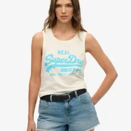 superdry Women Brand Print Round-Neck Tank Top image 1