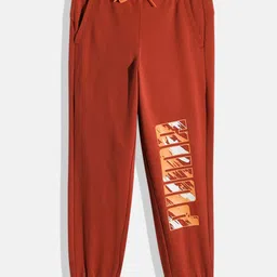 Puma Boys Rust Brown Graphic Brand Logo Print Youth Mid-Rise Joggers-image-22