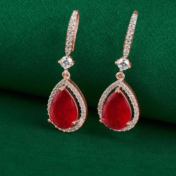 TEEJH Rose Gold-Plated Stones-Studded Contemporary Drop Earrings-picture-29