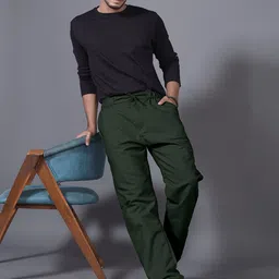 WINSUNITY Men Relaxed Mid-Rise Flat-Front Trousers image 5