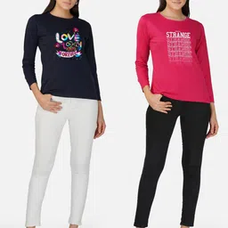 Metronaut Women 2 Printed Bio Finish Applique T-shirt image 4