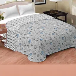 Doristyle Grey 500 GSM Checked Microfiber Double Bed Comforter image 3