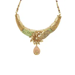 Anouk Gold Plated Kundan Studded & Beaded Necklace And Earrings image 4