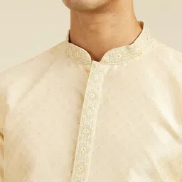 Diwas by Manyavar Woven Design Mandarin Collar Straight Kurta with Pyjamas image 3