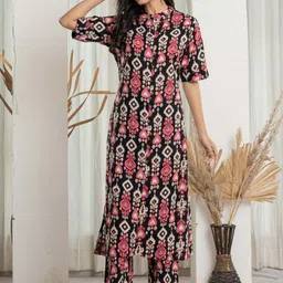 STYLE OF AYANA Ethnic Motifs Printed Pure Cotton Kurta With Trousers image 3