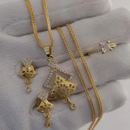 OM KRISHIV COLLECTION Gold-Plated Stone-Studded Jewellery Set-picture-18