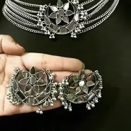 SZN Oxidized Mirror Work Jewellery Set image 1