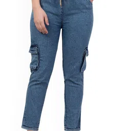 NEUNK Women Comfort Jogger Mid-Rise Light Fade Stretchable Jeans-image-59