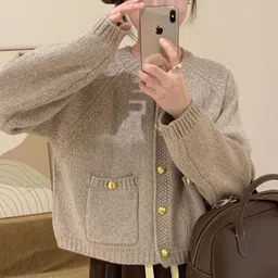 DressBerry Women Beige Cotton Pullover Sweaters-picture-38