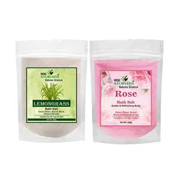VEDICAYURVEDA Set Of 2 Lemongrass & Rose Bath Salt With Vitamin E - 200 g Each-image-83