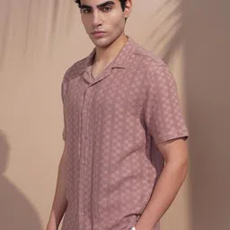 HIGHLANDER Relaxed Fit Textured Cuban Collar Cotton Casual Shirt image 5