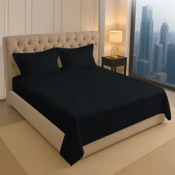PIZUNA LINENS Black Pure Cotton 400 TC Double Bedsheet Set 2.28 m x 2.54 m image 2