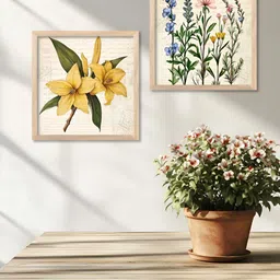 WALLLANE Brown & Green 2 Pieces Floral and Botanical Wooden Wall Art-image-28