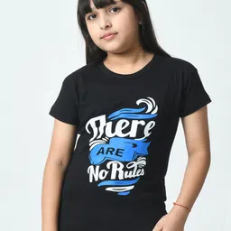 BAESD Girls Typography Printed Applique T-shirt-image-80