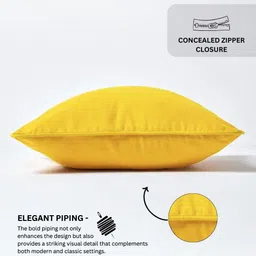 Aurave Mustard Yellow 2 Pieces Pure Cotton 210 TC Soft & Comfortable Square Cushion Covers image 3