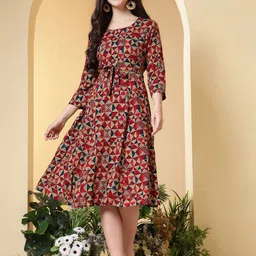 AMOUS Print Fit & Flare Dress-picture-25