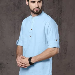 Fifth U Men Turquoise Blue Kurta-picture-23