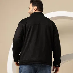 Sztori Plus Size Velvet Finish Mock Collar Tailored Jacket image 3