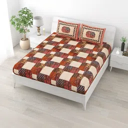 MILAAV Multicoloured 144 TC King Bedsheet with 2 Pillow Covers-picture-38