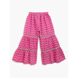 Campana Girls Floral Printed Angrakha Pure Cotton Kurta with Sharara & Dupatta image 5