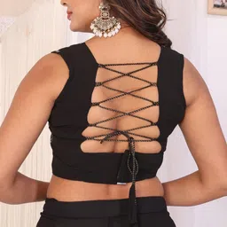 PATLANI STYLE Georgette Embroidered Ready to Wear Saree With Unstitched Embroidered Blouse image 2