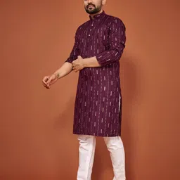 GAUMUKHI CREATION Men Ethnic Motifs Printed Jacquard Kurta image 4