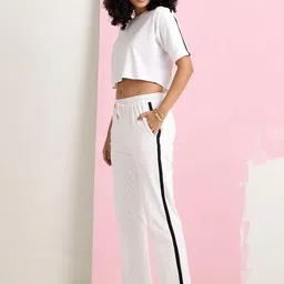 AVOCADO Pure Cotton Round Neck Crop Top With Trousers Co-Ords image 3
