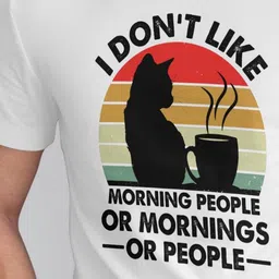 Seekbuylove Men Bio Finish Funny Cat Lover Round Neck Pure Cotton T-shirt image 2