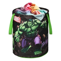 Kuber Industries Green & Black Marvel Green Hulk Printed Foldable Laundry Bag 45L image 2