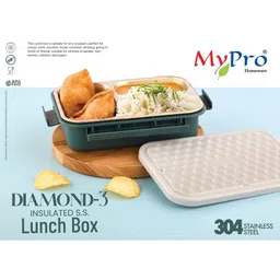 MyPro Diamond Grey Stainless Steel Dishwasher and Microwave Safe Lunch Box image 4