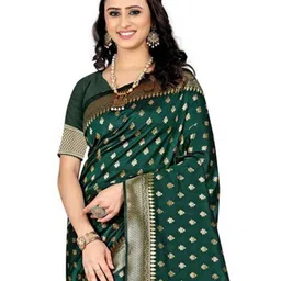 KALINI Woven Design Zari Silk Blend Kanjeevaram Saree image 5