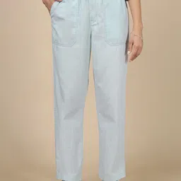 De Moza Women Striped Regular Fit Mid-Rise Cotton Cargo Styles Trousers-picture-26