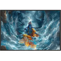 Eurotex Blue & Gold-Toned 1 Piece Canvas Religious Wall Paintings-picture-29