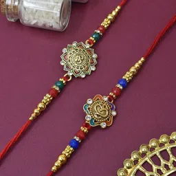 MEIRA JEWELLERY Set Of 2 Rakhi With Greeting Card & Roli Chawal-picture-31