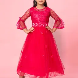 BAESD Girls Self Design Nylon Gown Dresses-picture-18